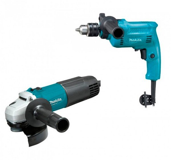 combo mt amoladora 540w 115mm y taladro 500w 13mm electricos makita mtk0003b (m0901b y m0801b)